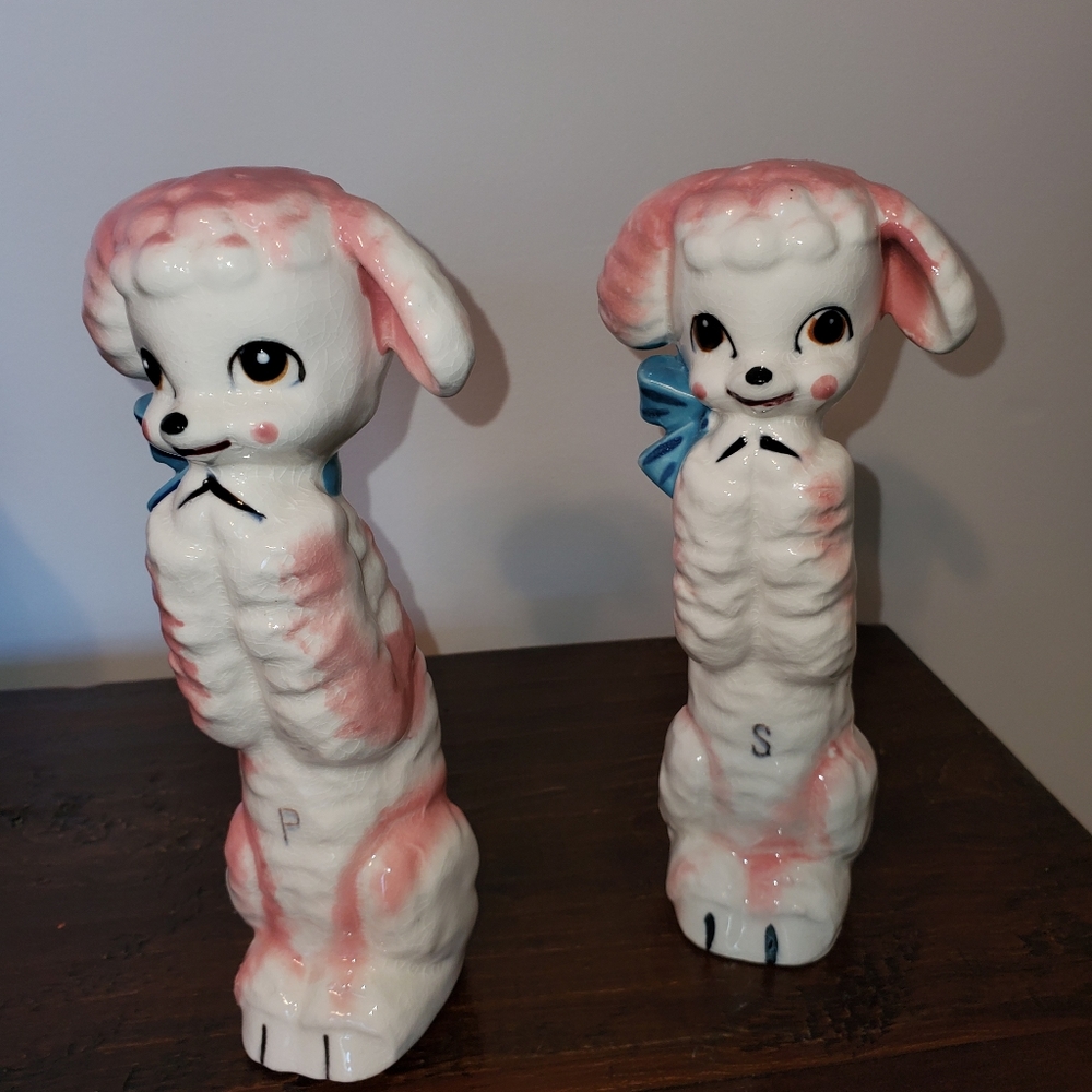 Vintage Pink Poodle salt and pepper shakers